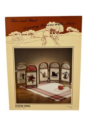 Vintage Dressing Screens with Music Cross Stitch Design Leaflet Spinning Wheel